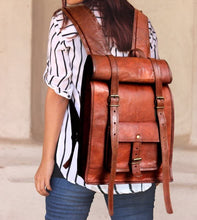 Load image into Gallery viewer, Sasa Roll Top Leather Backpack
