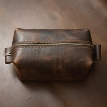Load image into Gallery viewer, LEATHER TOILETRY BAG - Dark Brown
